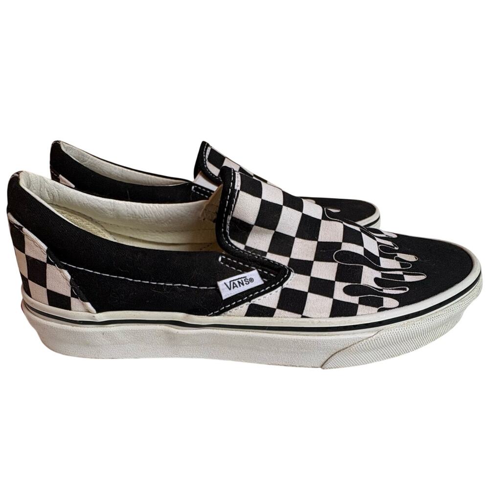 Vans Slip-On Paint Drip Checkerboard Shoes Men's size 6 Women's size 7.5